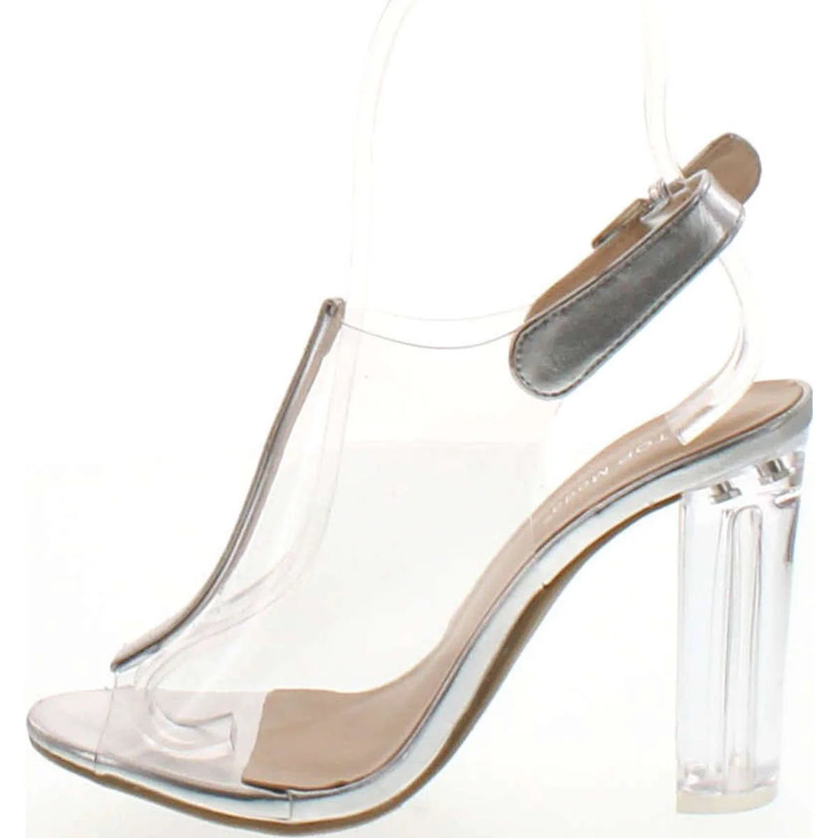 Women'S Fenton-1 Lucite Clear Strappy Block Chunky High Heel Open Peep Toe Sandal