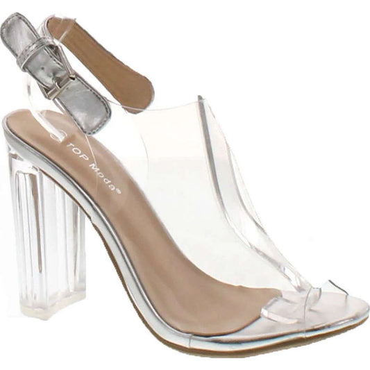 Women'S Fenton-1 Lucite Clear Strappy Block Chunky High Heel Open Peep Toe Sandal